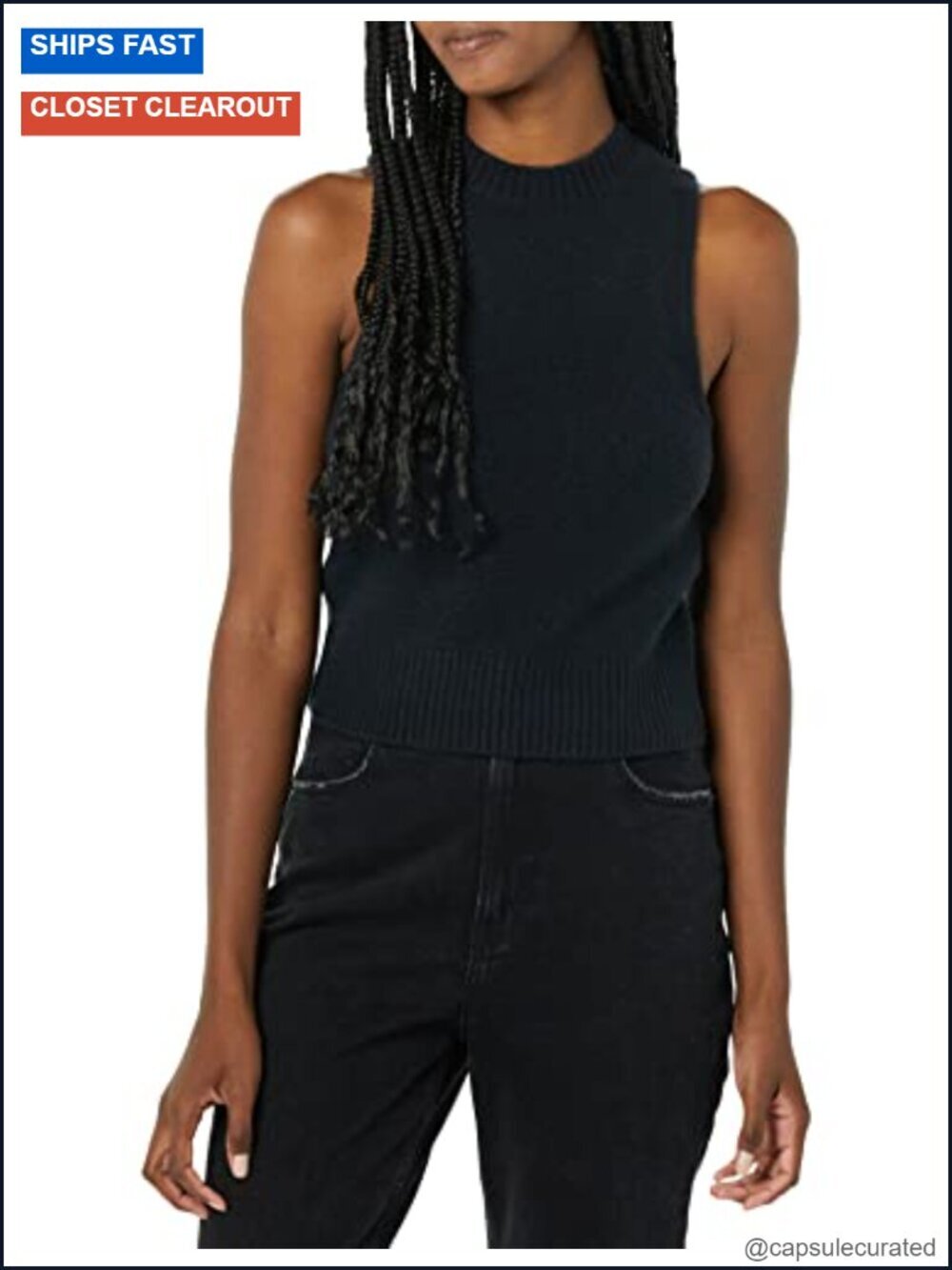 Women's Boucle Sweater Tank Top Mock Neck Sleeveless